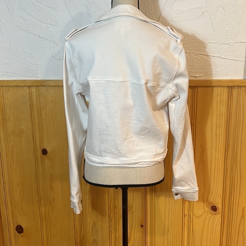 Frame Denim White Military Style Cropped Jacket Sz-M - Picture 5 of 9